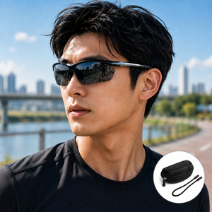 ONGFIT 초경량 스포츠고글 편광렌즈 변색렌즈, 1개, 블랙