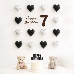 해피제이니 펠트 생일레터링 미니하트 풍선 20개 생일 파티용품 세트, 1세트, 블랙 7번