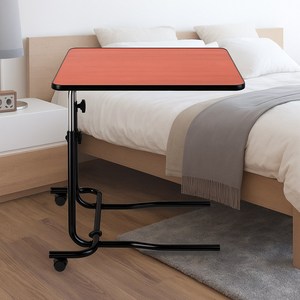 [온니웰] 무인간병 이동식 환자 높이조절 노트북 침대 보조 테이블, 브라운