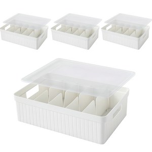 집이지 카니카니 양말 속옷 칸막이 정리함 세트, 화이트, 4개