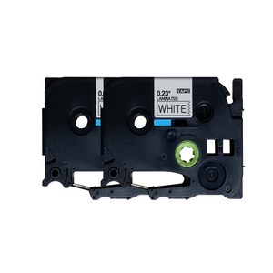 Brother 브라더 호환 라벨테이프 라벨프린터기 라벨기 테이프, 6mm, 흰색바탕/검정글자 2개