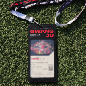 야구 티켓 홀더 세트 야구 굿즈 선물 (가죽 티켓 홀더 및 랜야드), 1세트, GWANGJU RED&BLACK