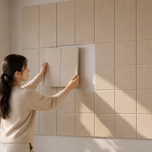하루꿈 접착식 고밀도 흡음재 자석형 현관문 방음패드 격자형 셀프 벽 인테리어 방음재, 12개, 베이지4구