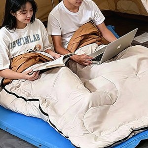 Tixpra 손뻗기 가능 머리형 침낭 1인용 100cm 광폭 캠핑 차박용, 1개, 연브라운 2000g