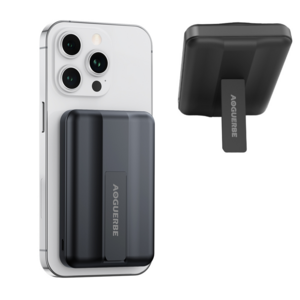 AOGUERBE 맥세이프 무선 보조배터리 고속충전 10000mAh PD 22.5W 거치대 휴대용, 블랙, KT-D001
