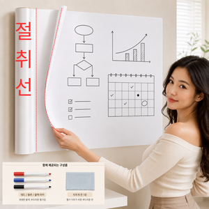 픽 마스터 붙이는 화이트보드 시트지 정전기 메모보드, 흰색