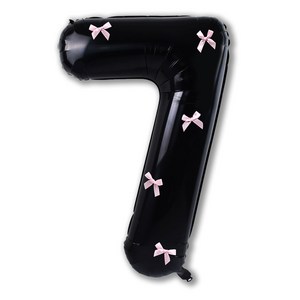 파티룰루 블랙핑크 숫자풍선 리본 대형 생일, 1개, 숫자 7