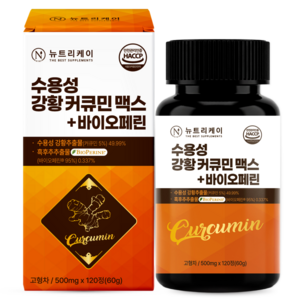 [4개월분] 뉴트리케이 강황 수용성 커큐민 1000 맥스 바이오페린, 1박스, 120정