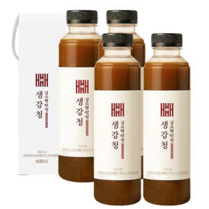 김소형원방 생강청 생강즙 국산 100% 물 한방울 넣지 않은 생강 약 1kg 착즙 원액 비정제원당, 1개입, 4개, 500ml