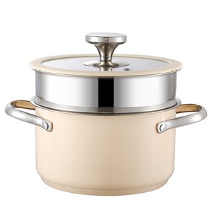 CookNest 인덕션 미니 찜기 냄비 304 스텐 1인용 냄비, 1개, 찜기냄비18cm, 아이보리