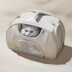 포프린츠펫 허밍 메쉬 강아지 이동가방, 1개, 화이트