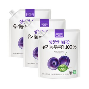 내추럴박스 유기농 푸룬즙 NFC 착즙주스, 3개, 500ml