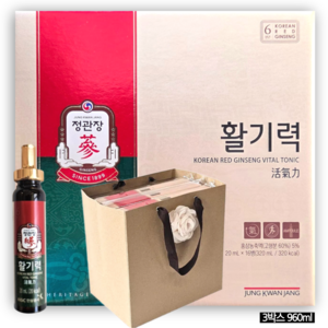 정관장 홍삼정 활기력 16개입 3박스 960ml 고급 쇼핑백 선물세트, 1세트