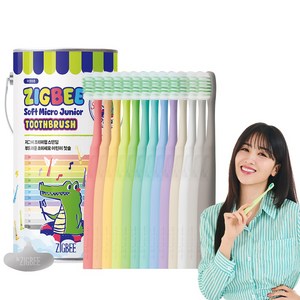 지그비 스탠딩 주니어 부드러운 초미세모 어린이 칫솔 엄마배우 Pick, 1개, 13개입, 혼합색상
