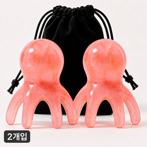 드노윌 문어 두피 괄사 마사지기 1+1 얼굴 목 바디 셀프 지압 괄사, 핑크, 2개