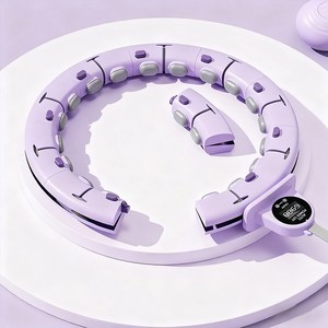 COLEBREAD 훌라후프 뷰티라인 허리라인 뱃살 다이어트 스마트 카운팅 실내용 탈부착 운동기구 길이조절 360도 무게조절 접이식, 1개, 보라색, 1.5kg