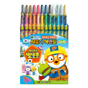 지구화학 뽀롱뽀롱뽀로로 샤프식 색연필, 24색, 3개
