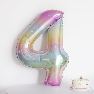 파파 파티 오로라 별장식 스타 숫자 풍선 생일 셀프 사진, 1개, 4