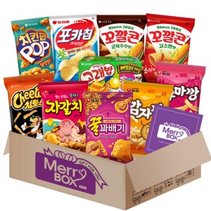 봉지스낵 과자세트 8호{포카칩+스윙칩+신짱+카라멜땅콩+고래밥+눈을감자+자갈치+꿀꽈배기+감자깡+고구마깡}+메세지카드, 1박스