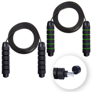 리즈앤모어 논슬립 안꼬이는 다이어트 줄넘기, 2개, 블랙 + 그린