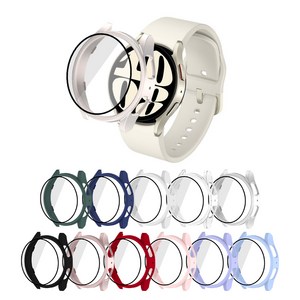 어프리비 갤럭시워치7 강화유리 풀커버 액정 보호 케이스 40mm 44mm, 화이트, 1개
