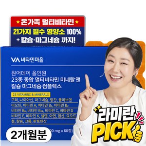 비타민마을 원어데이 올인원 23종 종합 멀티비타민 미네랄 앤 칼슘 마그네슘 컴플렉스, 1개, 60정