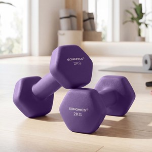 SONGMICS 육각 스포츠 논슬립 덤벨 아령 세트, 2개, 2kg
