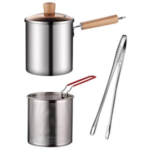 3종 세트 올 스텐 멀티팟 튀김 냄비 3L 가정용 인덕션 편수 튀김기 전용 뚜껑 분리 튀김망 튀김솥 튀김용 스파게티 파스타 삶는 주방 요리 조리도구, R99818S(3종, 1세트, 지름 15cm x 깊이 16cm