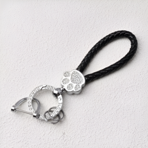 소니아 발바닥 키홀더 자동차키링 열쇠고리, 실버+블랙, 1개