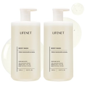 라이프넷 바디워시 프레쉬 만다린 앤 바질, 1L, 2개