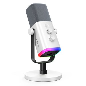 피파인 AM8 USB XLR 다이나믹 마이크 게이밍 방송 녹음용 독립 볼륨 노브 원터치 음소거, 하얀색