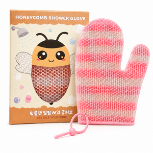 픽플랜 벌집 샤워 글러브 TPU 스트라이프 저자극 샤워장갑, 1개, 1개입, 파우더 핑크