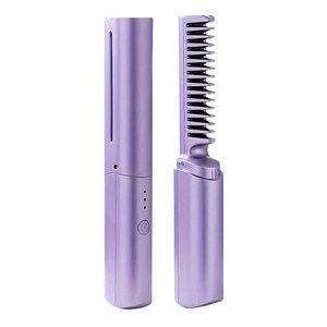 DS 3단계 온도 조절 빗 고데기 급속 발열 세라믹 코팅 무선 휴대용 매직기, HL-30퍼플