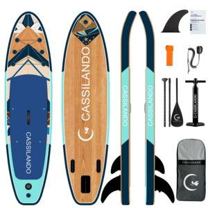 CASSILANDO SUP 패들보드 공기패들보드 서핑보드 스탠드업보드 수상레저용품 335cm, 목재 무늬