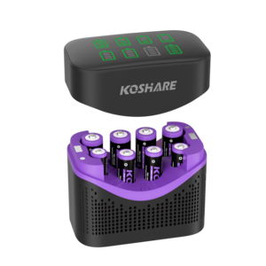 KOSHARE 스마트 8구 AA 4255mWh+AAA 1100mWh 충전기 LCD 디스플레이 1.5V 리튬배터리 충전기 건전지 포함 KO-L842C, 1개