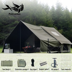 Pakicetus 에어 텐트 패밀리 럭셔리 에어 캠핑 텐트 야외 캠핑 에어 텐트 7-8인용 넉넉한 용량으로 빠른 설치 사계절 이용 오버사이즈 천장 캠핑 및 야외 탐험에 적합, 5-8, 녹색
