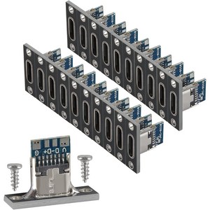 USB C 4핀 암커넥터 10PCS USB3.1 타입C 소켓 전후양면 삽입 나사 마운트판 DIY 데이터선 부품, 10개
