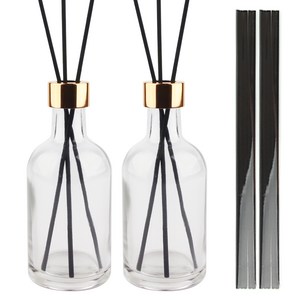 공병상회 디퓨저 DIY 소분용기 OS위스키200 투명 유리병 2P + 리드스틱 10P 세트, 2개, 200ml, 골드캡