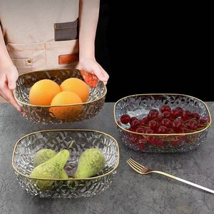 Siemzon 사탕 과자 과일쟁반 다용도 청과채수대야 망치무늬 금색 테두리로 과일 접시, 믹스컬러, 3개