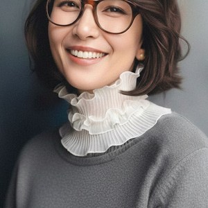 풀바잉 레이스 워머 햇빛 차단 골프 넥워머 레이어드 쉬폰 스카프, 1개, 화이트