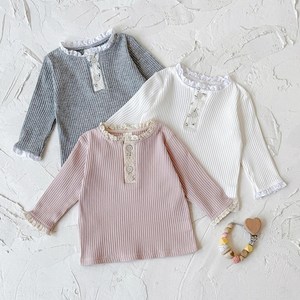[KC] 여아용 사계절 면 골지 레이스 긴팔 티셔츠 핑크