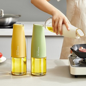 리빙쉘 자동열림 원터치 내열유리 오일통 오일병 소스병 민트, 500ml, 1개
