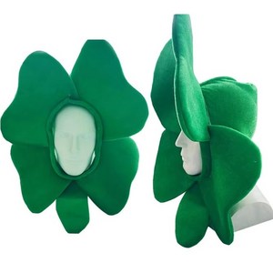 네잎클로버 인형탈 모자 파티 소품 인생네컷 행운, 1개, 그린 (Green)