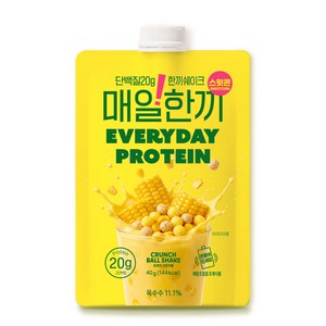 매일한끼 단백질 쉐이크 파우치 저당 고단백 식사대용 체중조절용조제식품 스윗콘, 30개, 40g