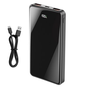 PD 22.5W 고속충전 10000mAh 보조배터리 잔량 초경량 LED 잔량표시, 블랙, JM1-black