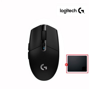 로지텍 G304 LIGHTSPEED 무선 마우스 + 마우스패드, 블랙 + 마우스패드