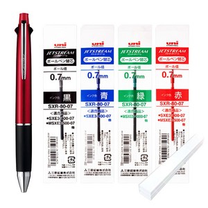 제트스트림 선물 포장 + MSXE5-1000-07 4&1 멀티펜 1개 + SXR-80-07 다색 리필심(흑청적녹 1개씩), 4&1 0.7 보르도1개/멀티리필심(흑청적녹1개씩), 1세트, 4&1 0.7 보르도1개/멀티리필심(흑청적녹1개씩)