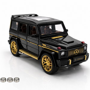 다이캐스트 1:24 벤츠 지바겐 AMG G63 모델 합금 풀백 자동차 모형+ 배터리 포함, 1개, 블랙
