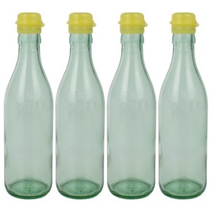 가인글로벌 청색 기름병350 유리병 참기름병 용기, 노랑, 4개, 350ml
