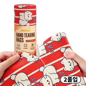 BestStar 뜯어쓰는 롤형 주방 행주 도톰한 설거지 청소용, 1세트, 고양이 무늬 1롤